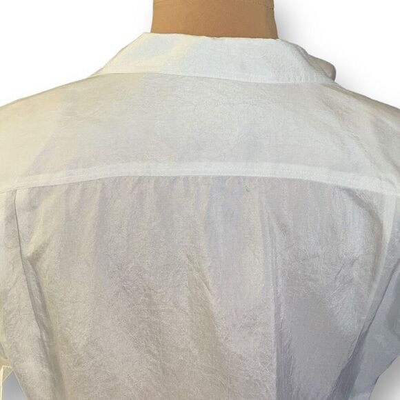 Vintage Elle’s Belles Button Down Shirt Short Sleeve White Sheer Blouse Collared - Picture 4 of 9